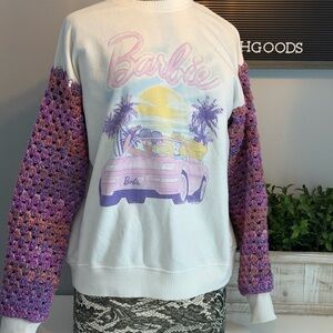 Upcycled Barbie Crocheted Sweatshirt